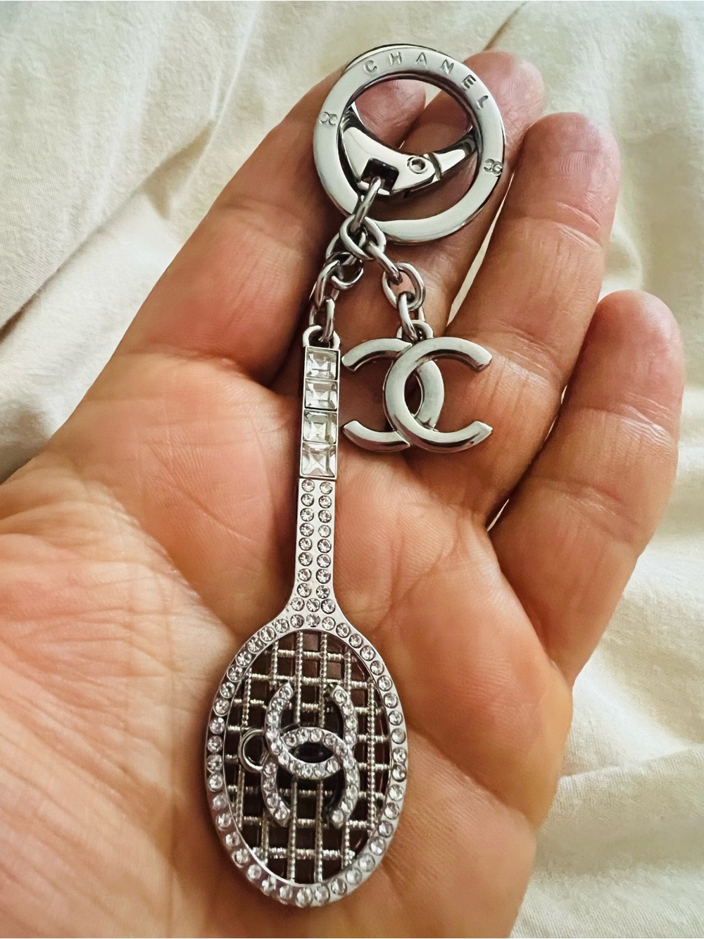 Keychain keybag Silver Crystal Tennis Racket Keyring Charm fashion unbranded